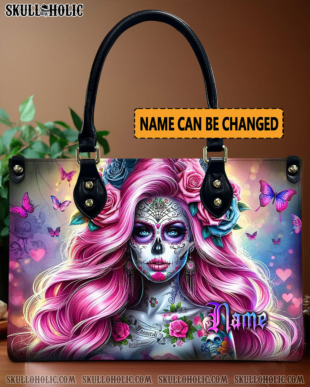 SUGAR SKULL WOMAN LEATHER HANDBAG - YHLN1411244