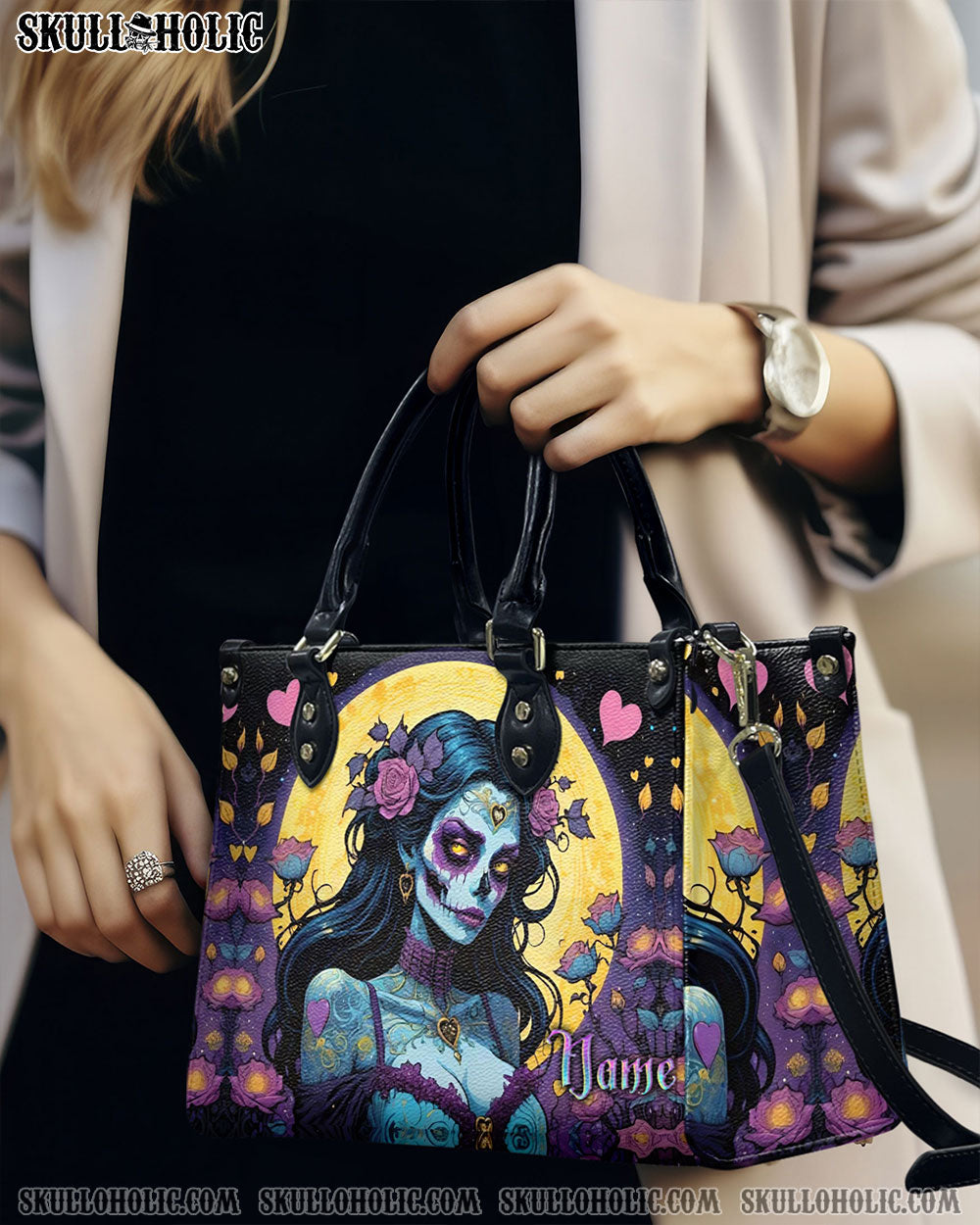 SUGAR SKULL LADY LEATHER HANDBAG - YHLT2012244