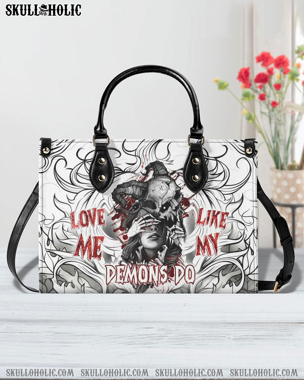 LOVE ME LIKE MY DEMONS DO LEATHER HANDBAG - YHDU2705244