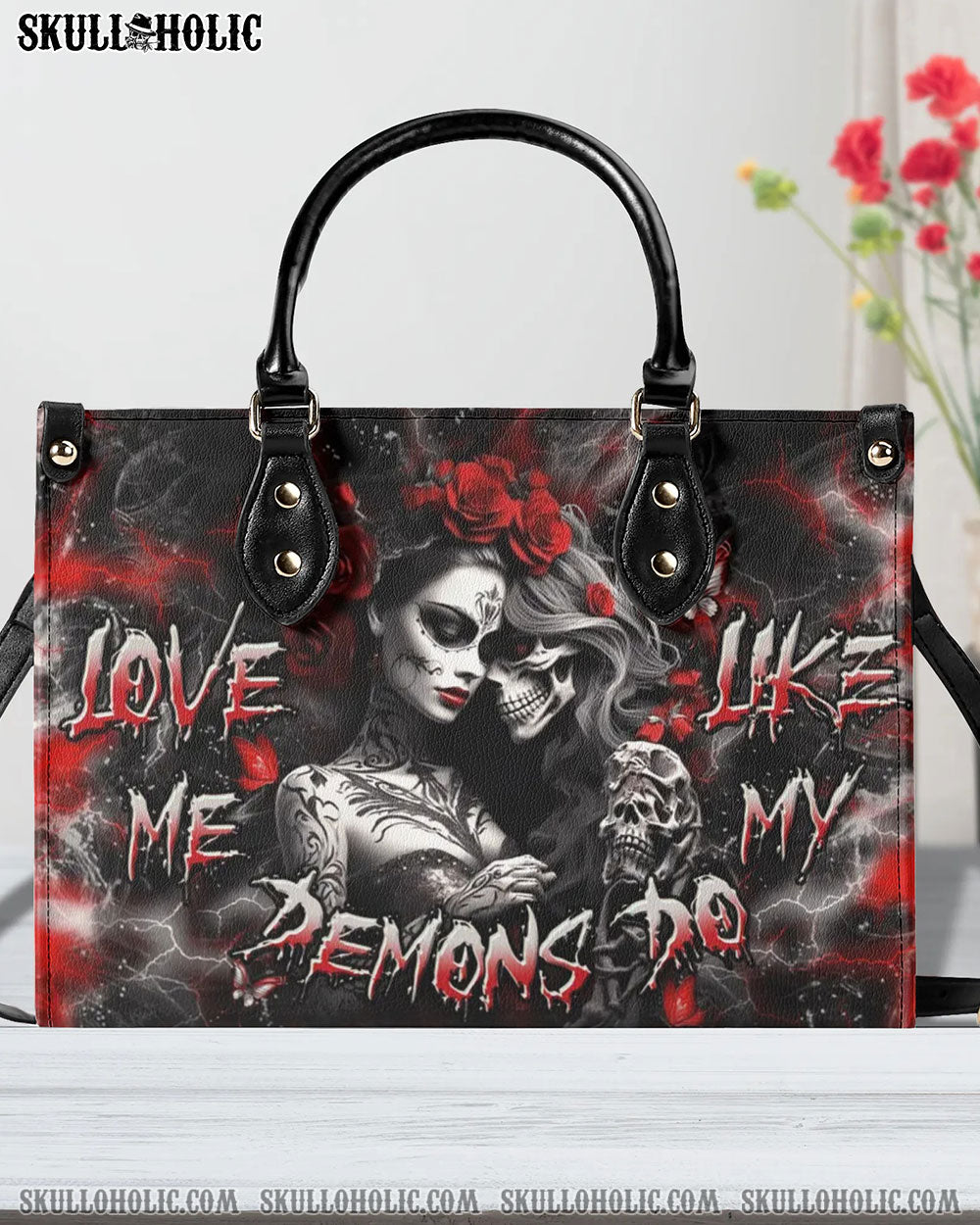 LOVE ME LIKE MY DEMONS DO LEATHER HANDBAG - YHDU0409244