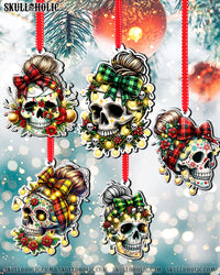 SKULL MESSY BUN CHRISTMAS ORNAMENT - TLTW0811231