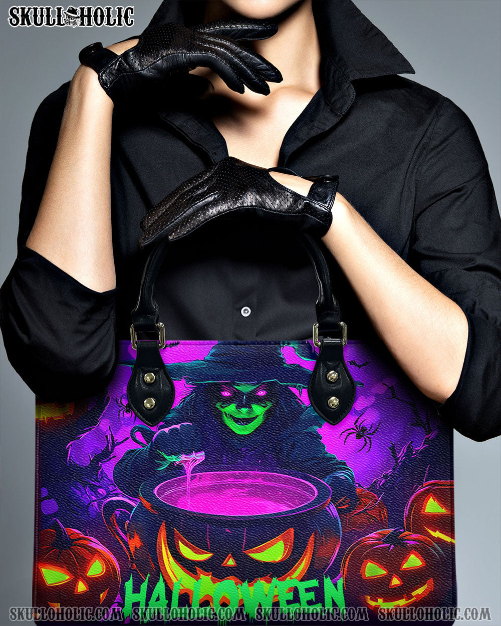 SCARY WITCH HALLOWEEN LEATHER HANDBAG - YHHN2908244