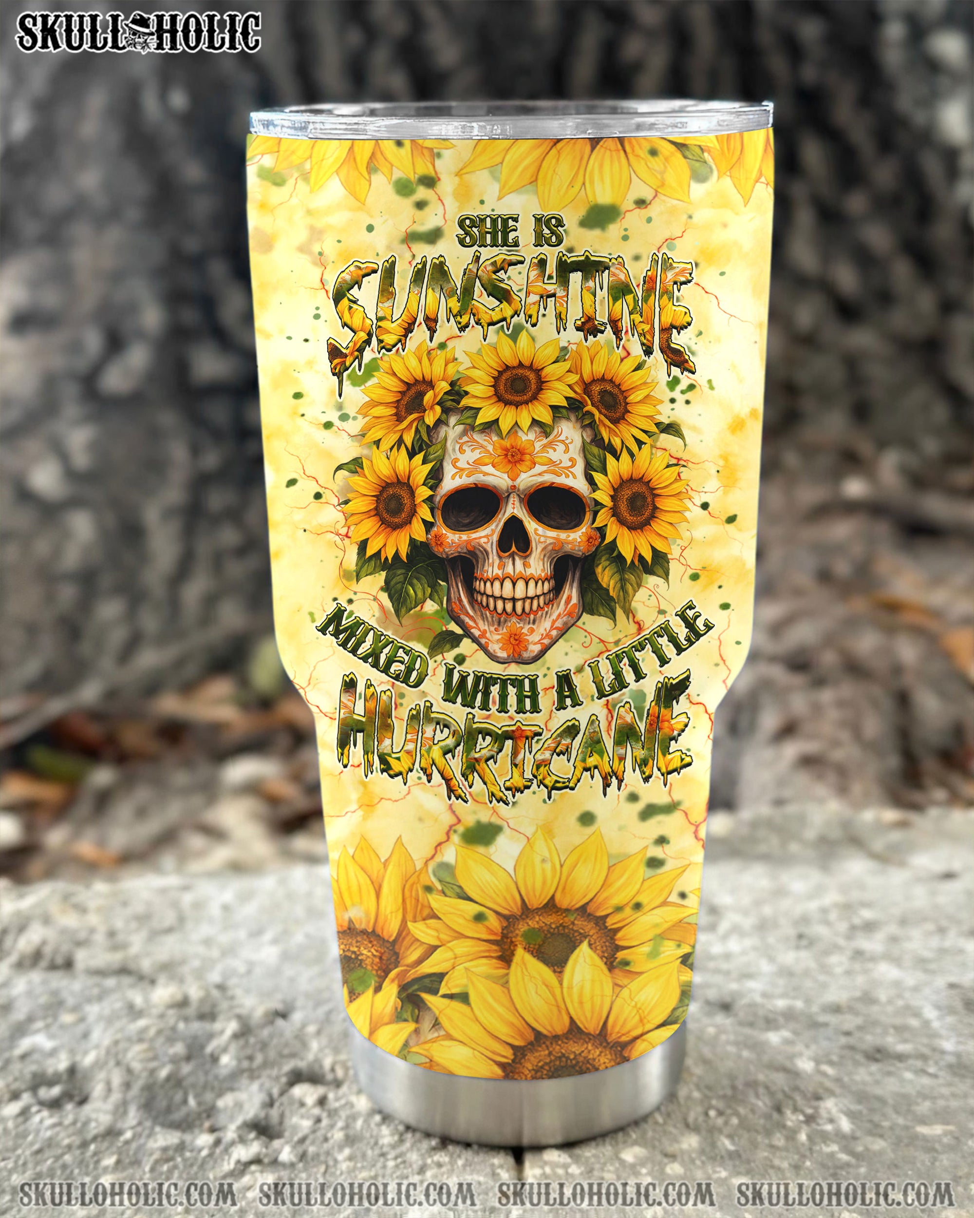 SHE IS SUNSHINE SKULL SUNFLOWER TUMBLER - YHHG1709254