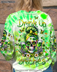 DRINK UP B MESSY BUN SKULL PATRICK'S DAY ALL OVER PRINT - TLTW1001241