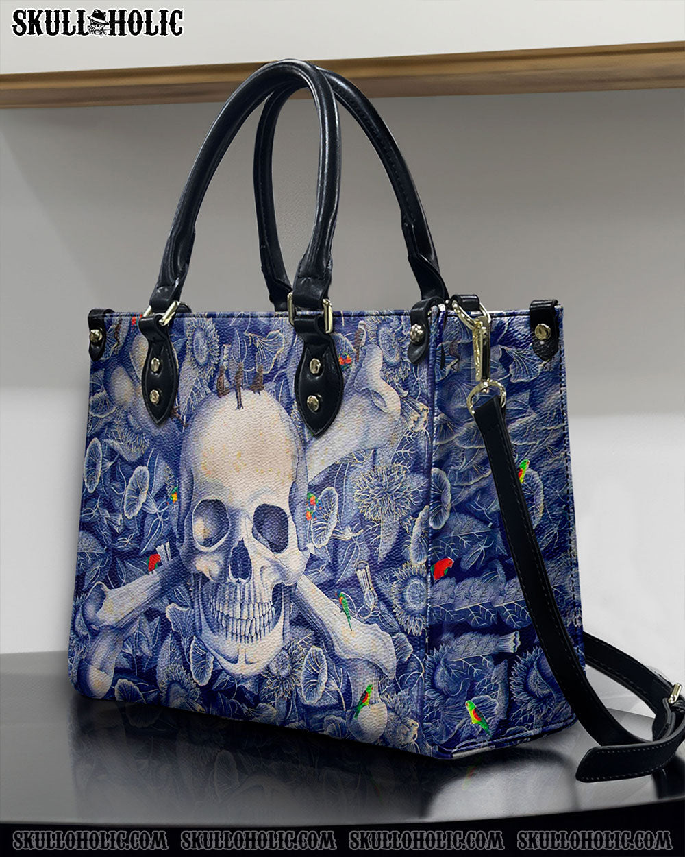 SKULL FLOWER LEATHER HANDBAG - YHHN2409244