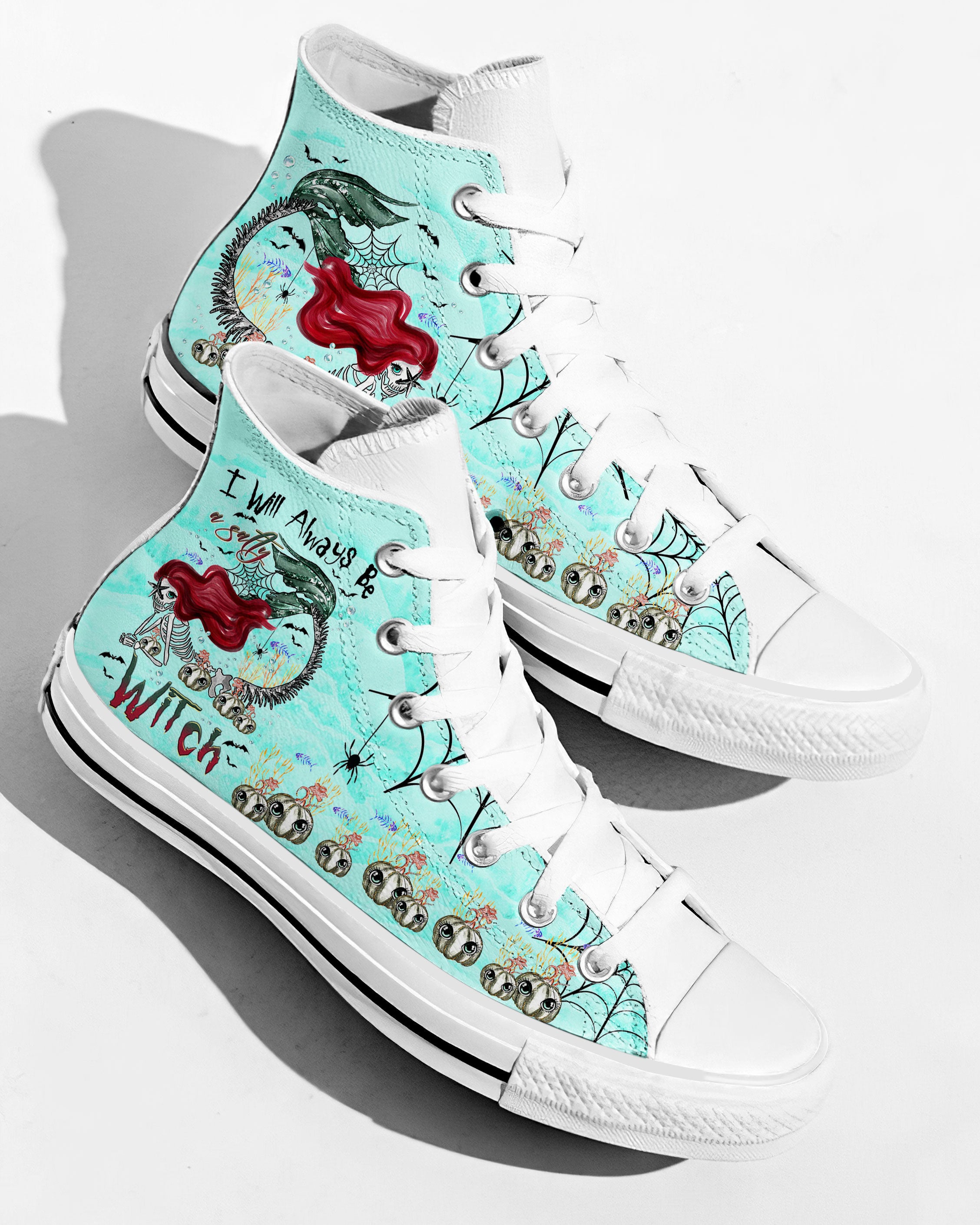 SALTY WITCH MERMAID HALLOWEEN HIGH TOP CANVAS SHOES - TLTR2808236