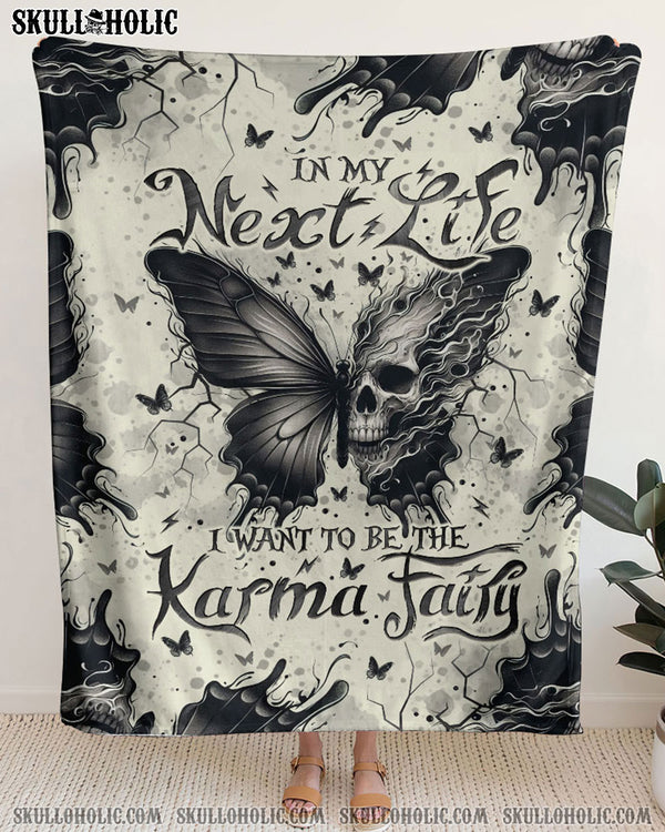 KARMA FAIRY SKULL BUTTERFLY WOVEN AND FLEECE BLANKET - TLNO2308244