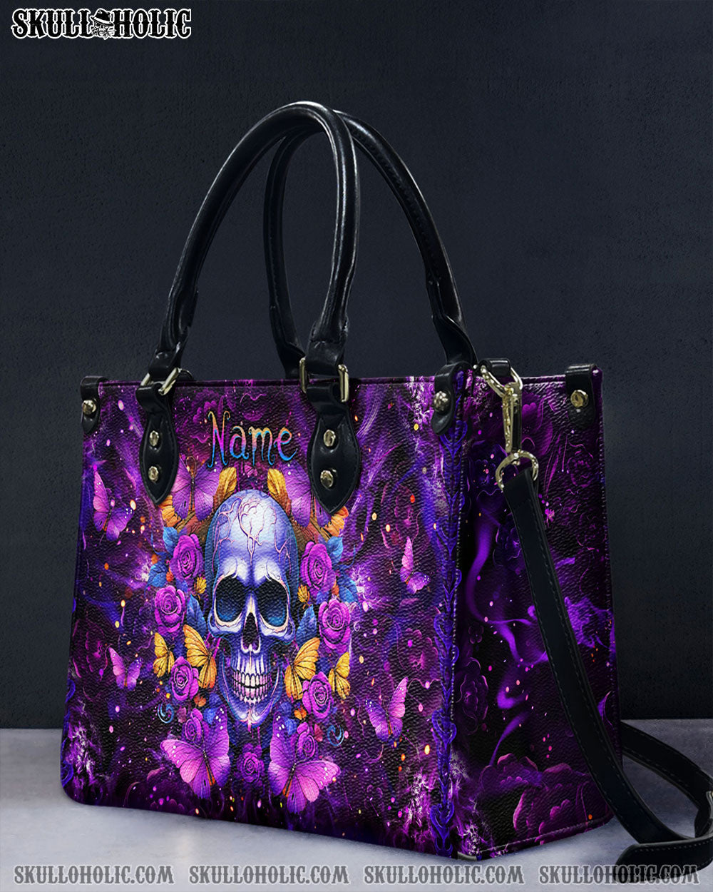 I AM A SWEET GIRL FLOWER SKULL LEATHER HANDBAG - YHLT2705242