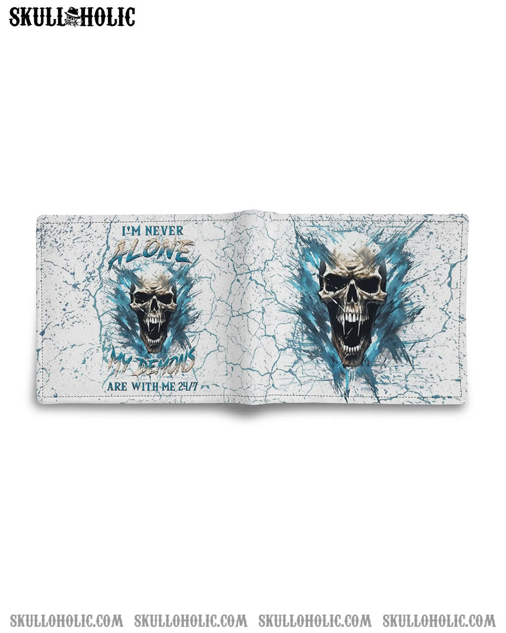 I'M NEVER ALONE SKULL DEMON MEN'S LEATHER WALLET - YHLN0507245