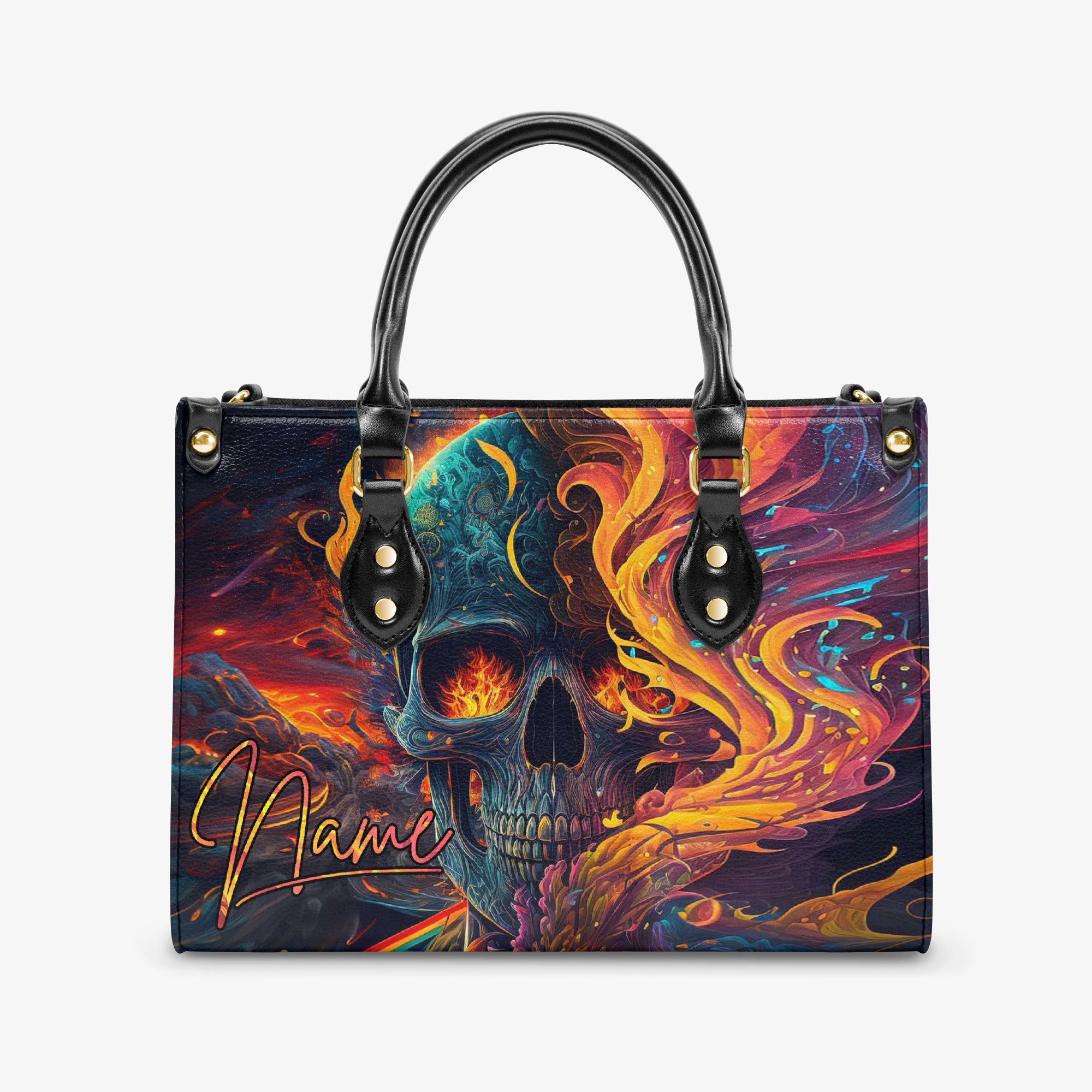 SKULL ON FIRE LEATHER HANDBAG - TYTM0204244