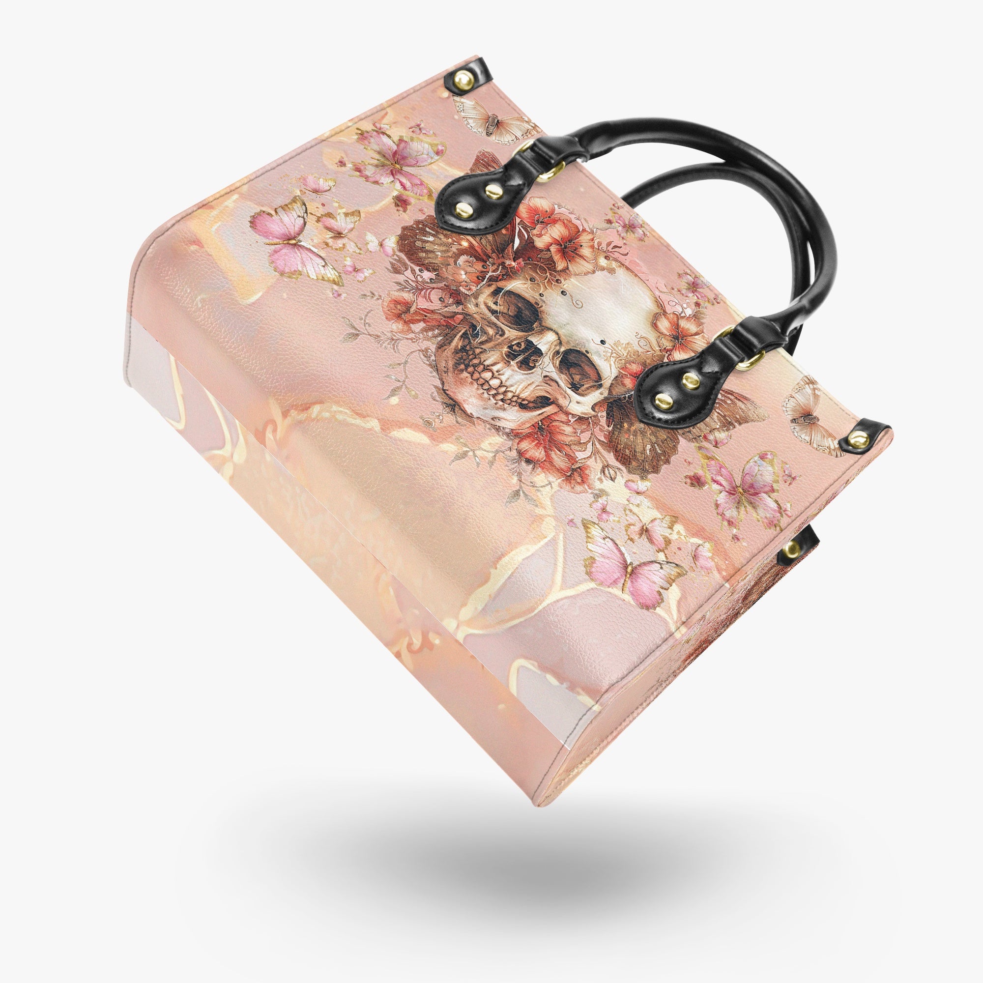 SKULL PINK GOLD LEATHER HANDBAG - TYHI0304241