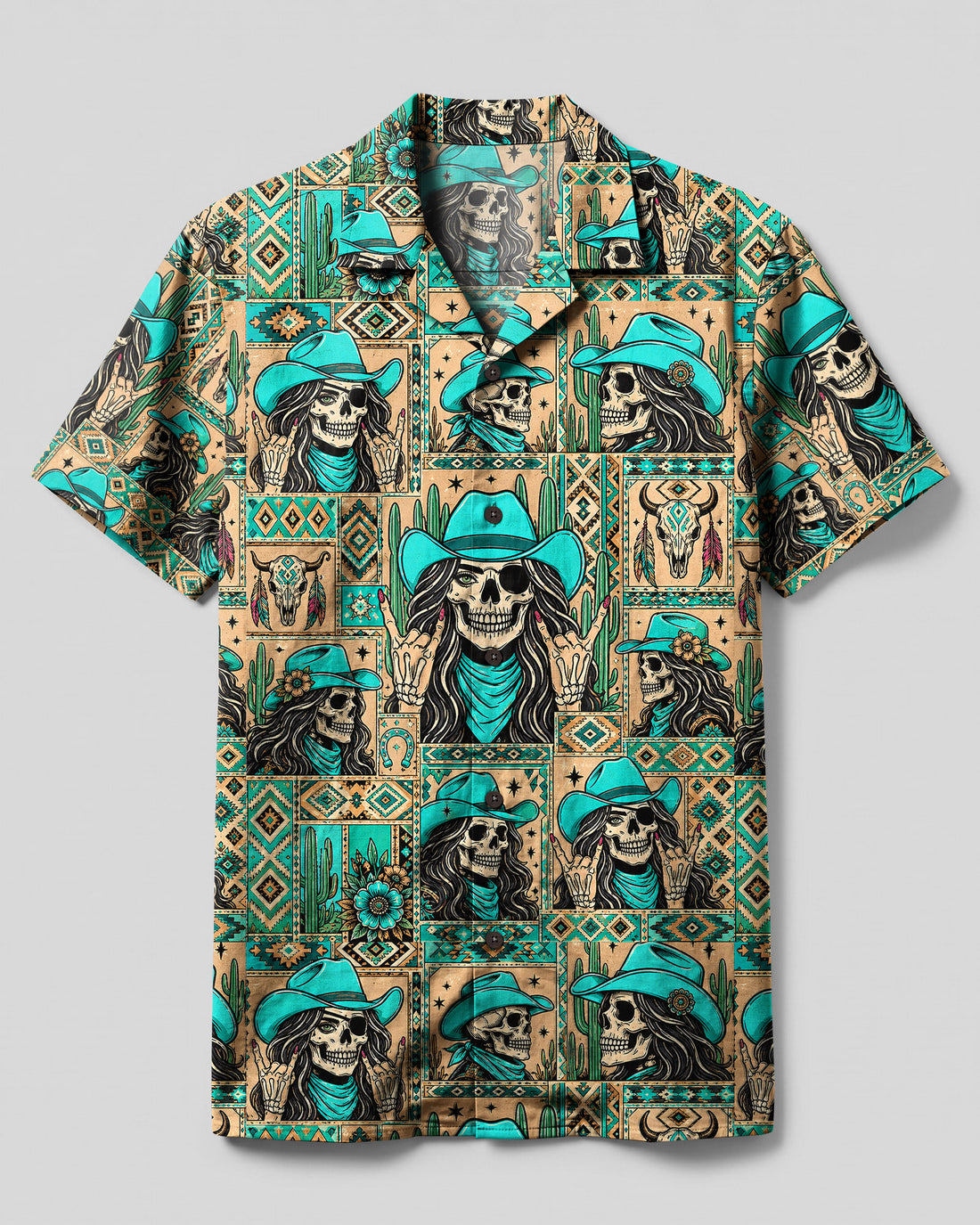 COWGIRL SKULL PATCHWORK CAMP SHIRT  - TLHN0709262