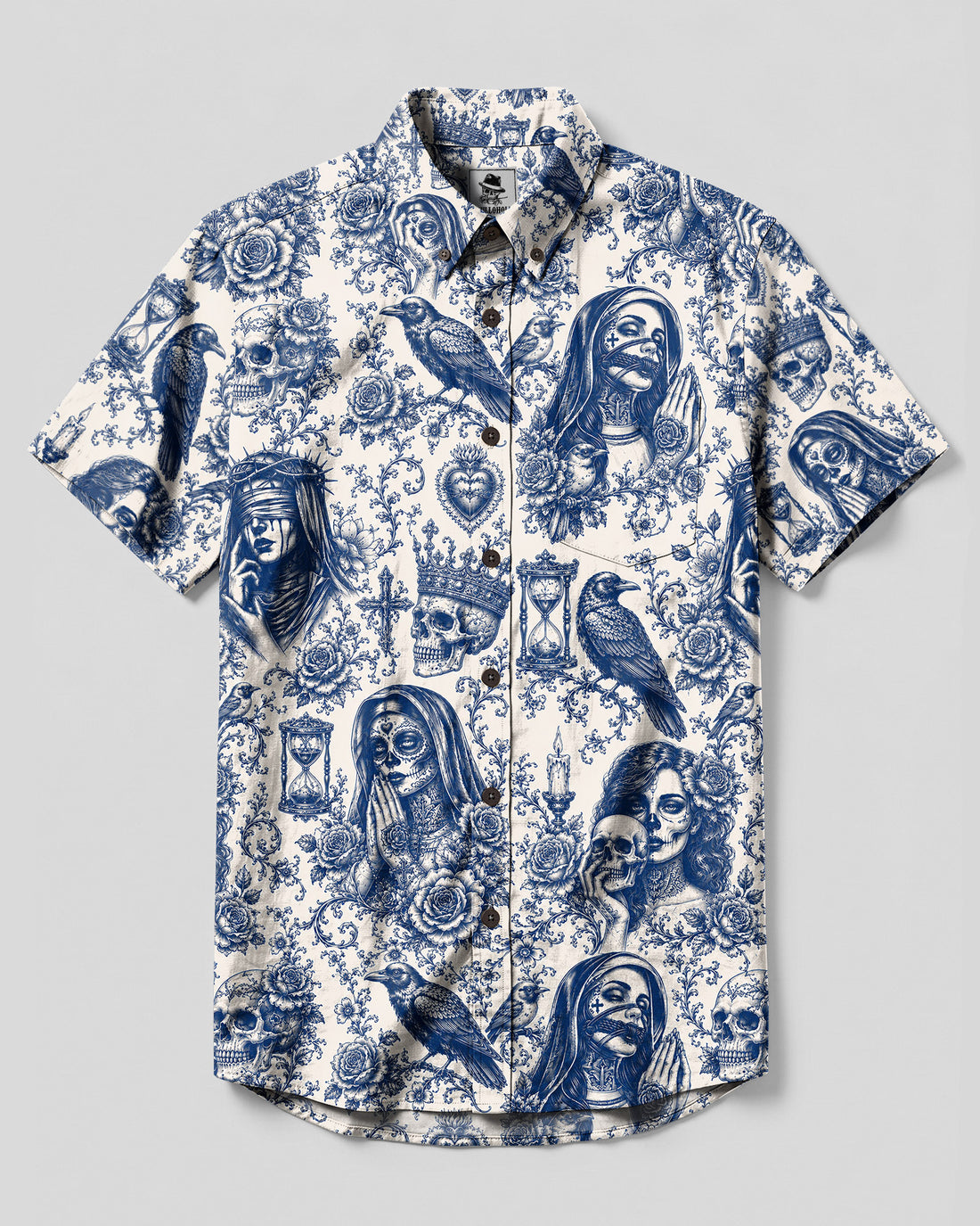 GOTHIC SKULL SACRED TOILE BUTTON-DOWN COLLAR SHIRT - TLHN2108261