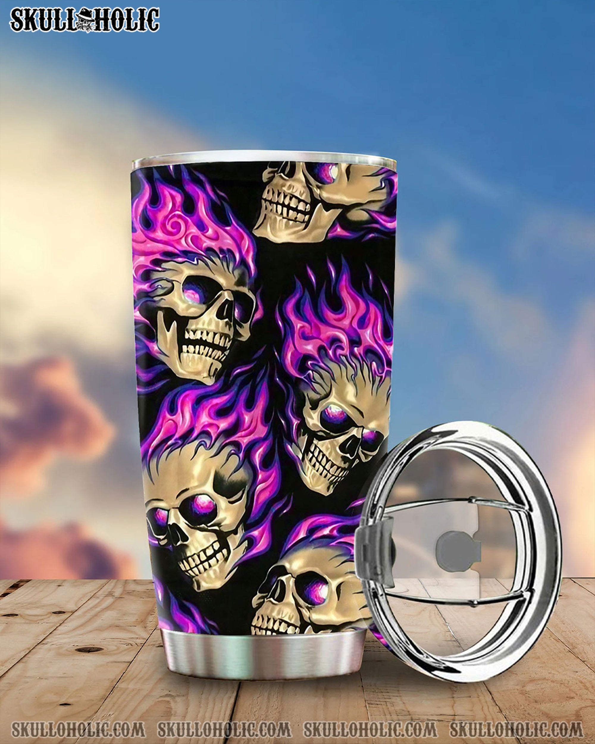 PINK FIRE SKULL TUMBLER - YHLT2608254
