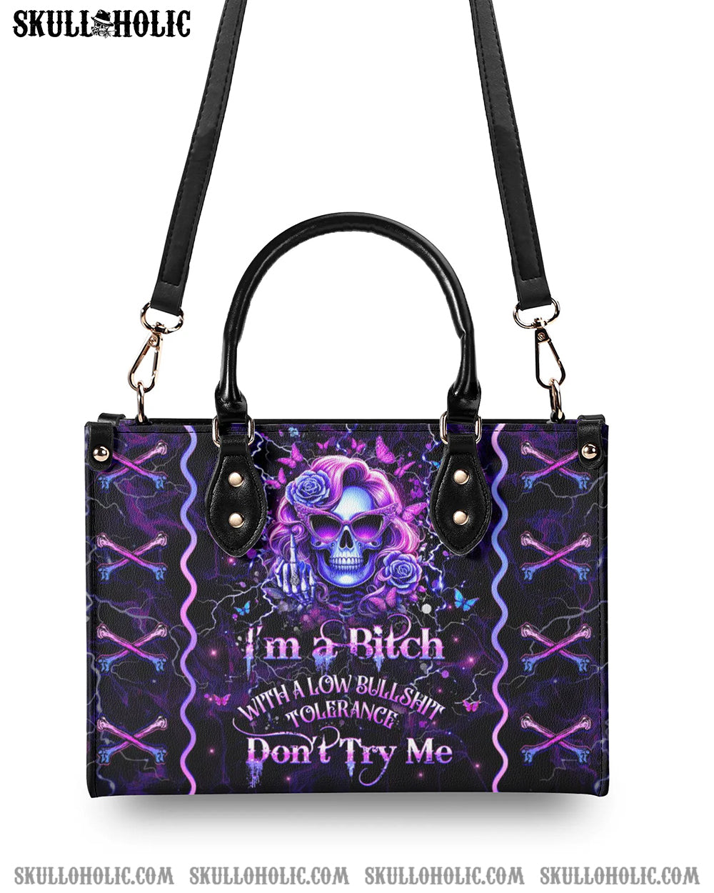 I'M A B DON'T TRY ME LEATHER HANDBAG - YHHG1907243