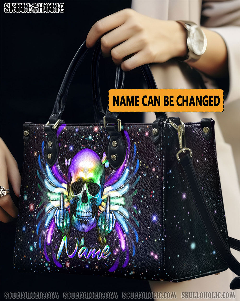 COLOFUL SKULL WINGS LEATHER HANDBAG - YHLN2711244