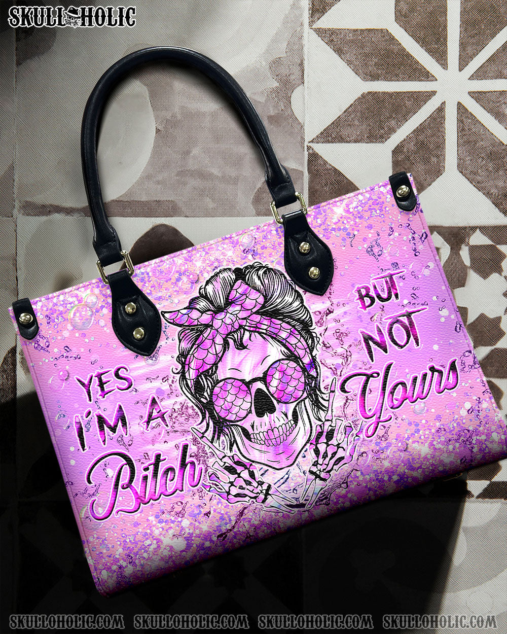 YES I'M A B BUT NOT YOURS LEATHER HANDBAG - YHHN0307244