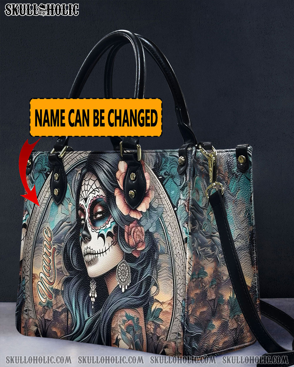 SUGAR SKULL LADY LEATHER HANDBAG - YHLN1912244