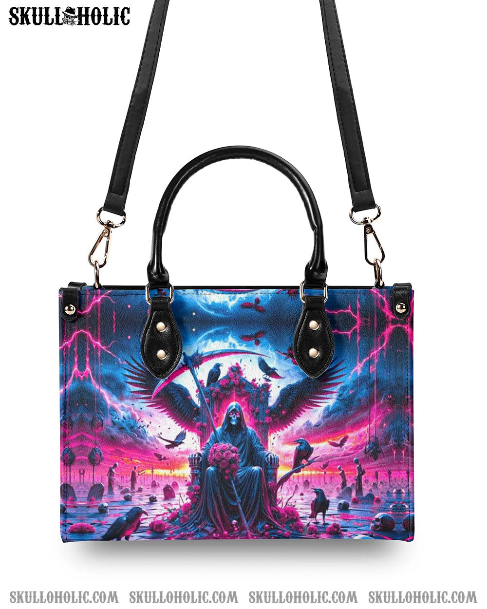 SKULL REAPER IN HELL LEATHER HANDBAG - YHDU2808244