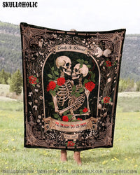 PERSONALIZED DARK ROMANTIC SKELETON COUPLE FLEECE BLANKET - YHHN0702254