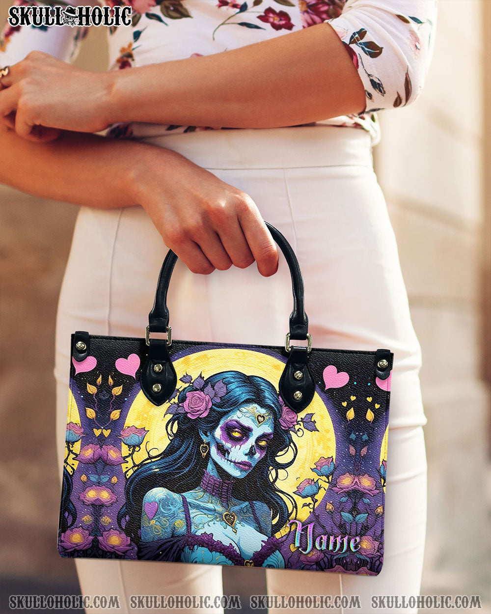 SUGAR SKULL LADY LEATHER HANDBAG - YHLT2012244