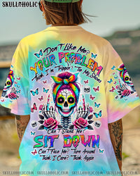 DON'T LIKE ME YOUR PROBLEM MESSY BUN SKULL TIE DYE ALL OVER PRINT -  TLTW2002251