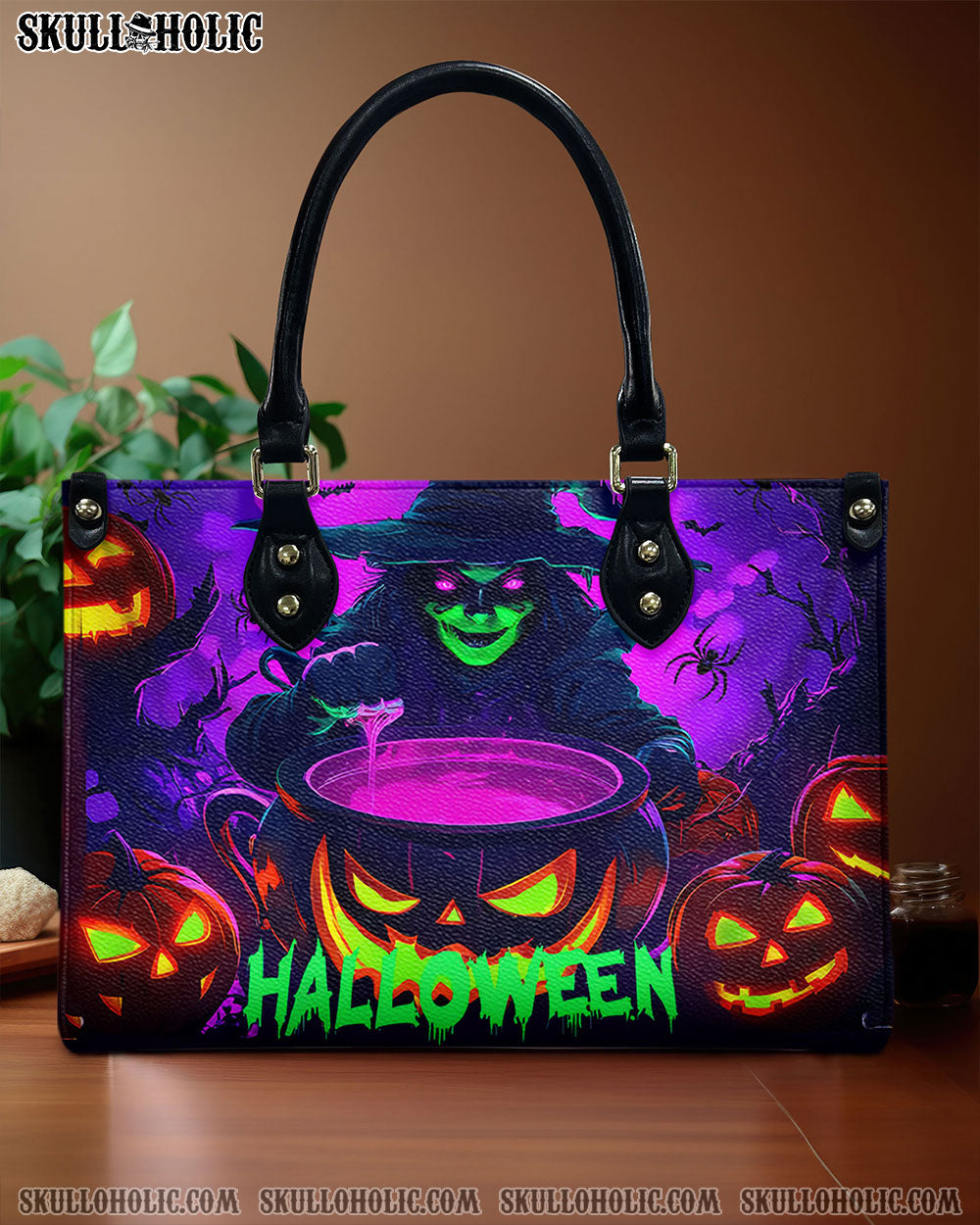 SCARY WITCH HALLOWEEN LEATHER HANDBAG - YHHN2908244