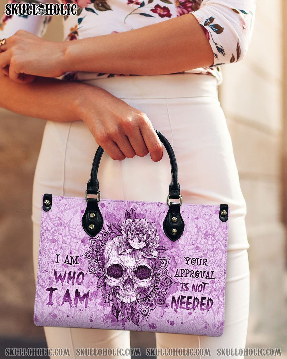 I AM WHO I AM SKULL LEATHER HANDBAG - YHHG1408244