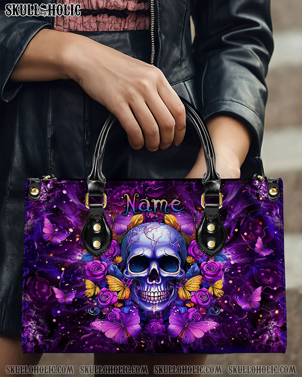 I AM A SWEET GIRL FLOWER SKULL LEATHER HANDBAG - YHLT2705242