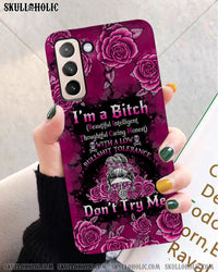 I'M A B DON'T TRY ME ROSE MESSY BUN BLACK PHONE CASE - TLNO0905233