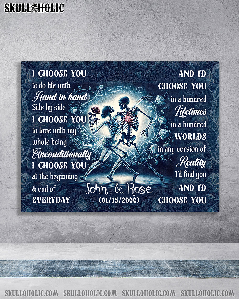 PERSONALIZED I CHOOSE YOU COUPLE SKELETON CANVAS  - TLNT3112244