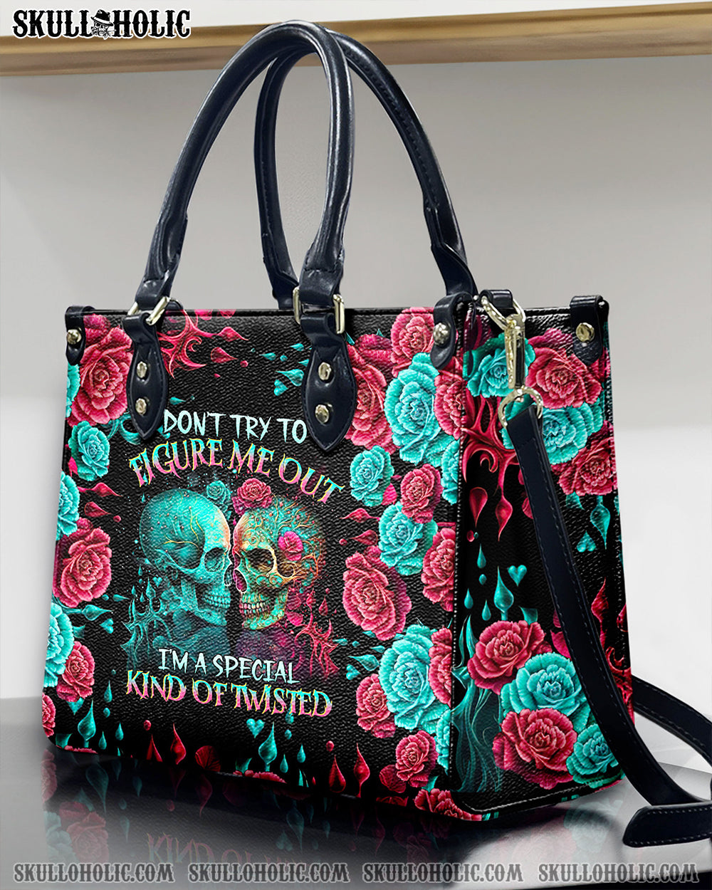 DON'T TRY TO FIGURE ME OUT SKULL LEATHER HANDBAG - TLTR2103245