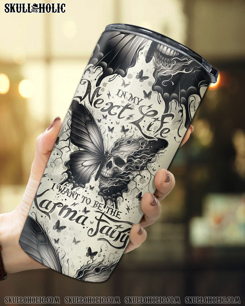 KARMA FAIRY SKULL BUTTERFLY TUMBLER - TLNO2308243