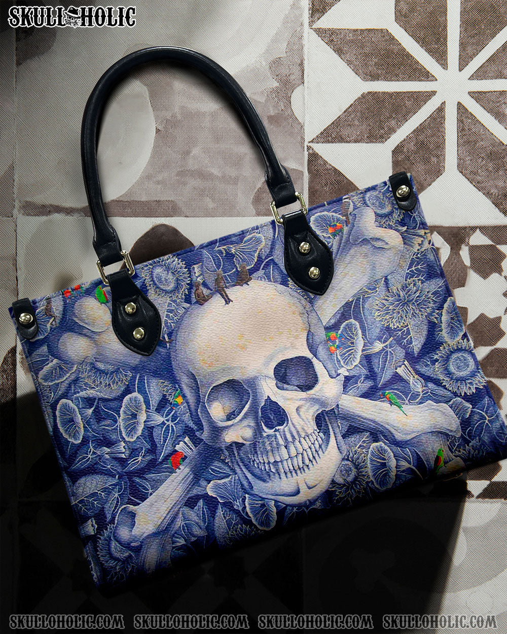 SKULL FLOWER LEATHER HANDBAG - YHHN2409244