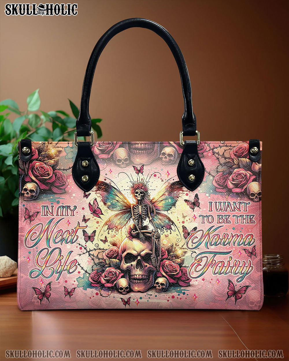 KARMA FAIRY SKELETON SKULL LEATHER HANDBAG - TLNO2905242