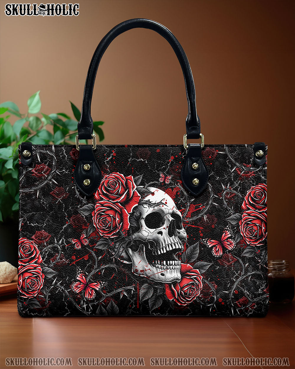 SKULL ROSES LEATHER HANDBAG - YHHG1811244