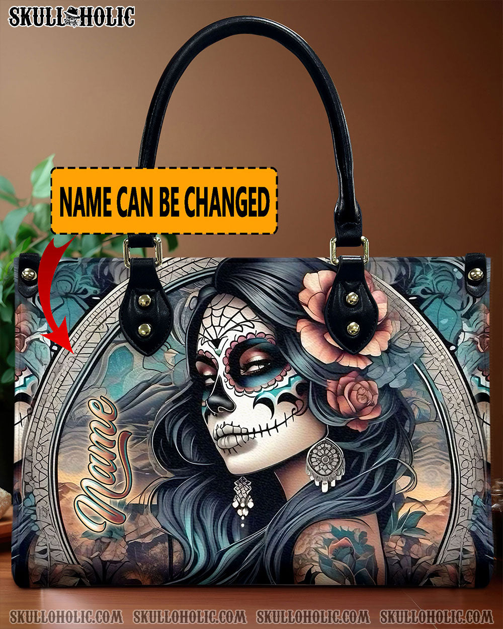 SUGAR SKULL LADY LEATHER HANDBAG - YHLN1912244