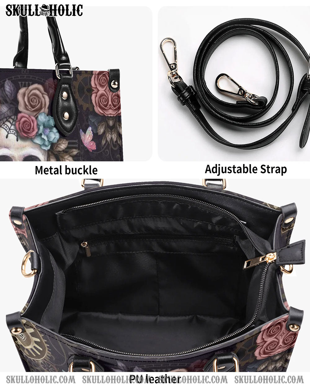 SKULL FLOWER LEATHER HANDBAG - YHDU1308242