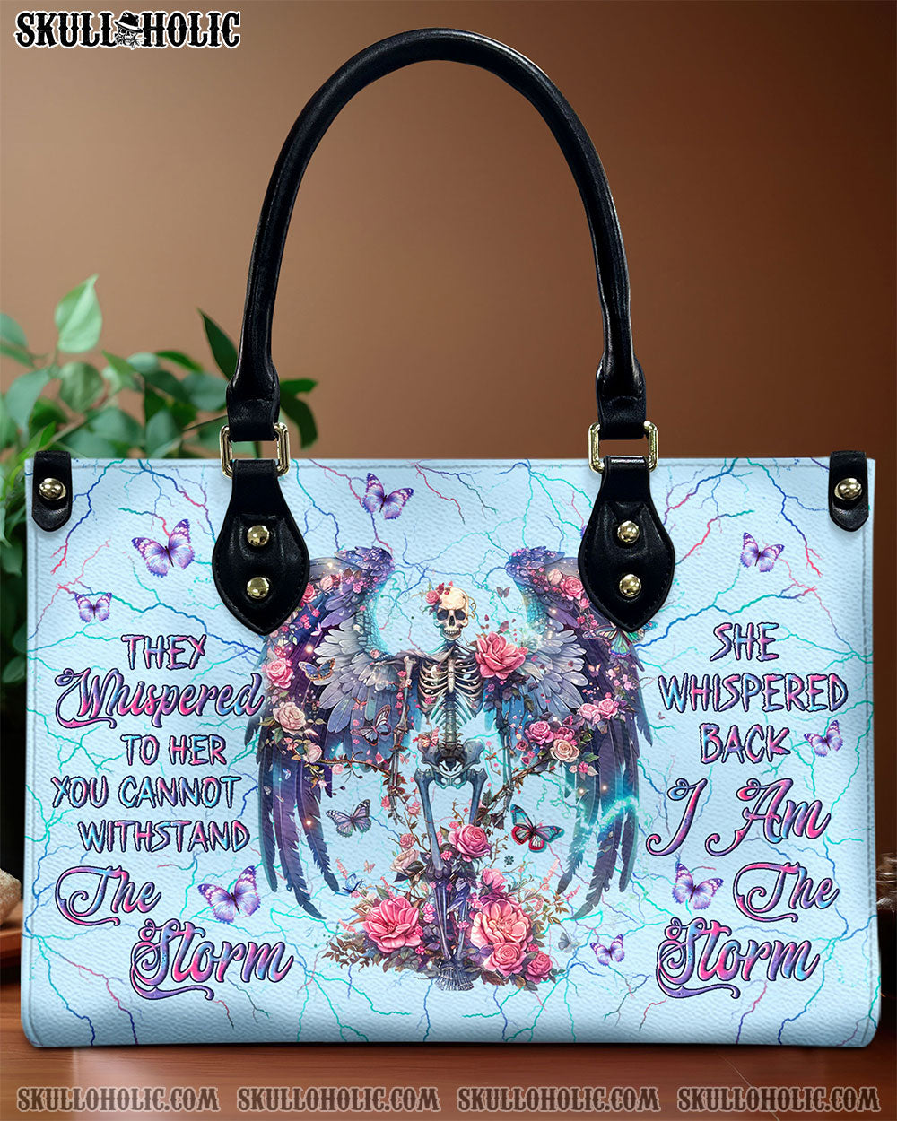 I AM THE STORM SKELETON WINGS LEATHER HANDBAG - YHLN1710244