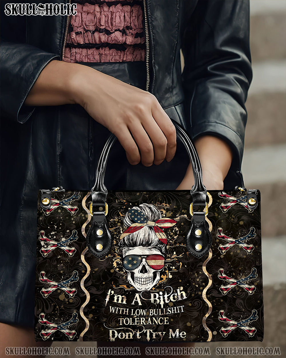 I'M A B DON'T TRY ME LEATHER HANDBAG - YHHN2803242