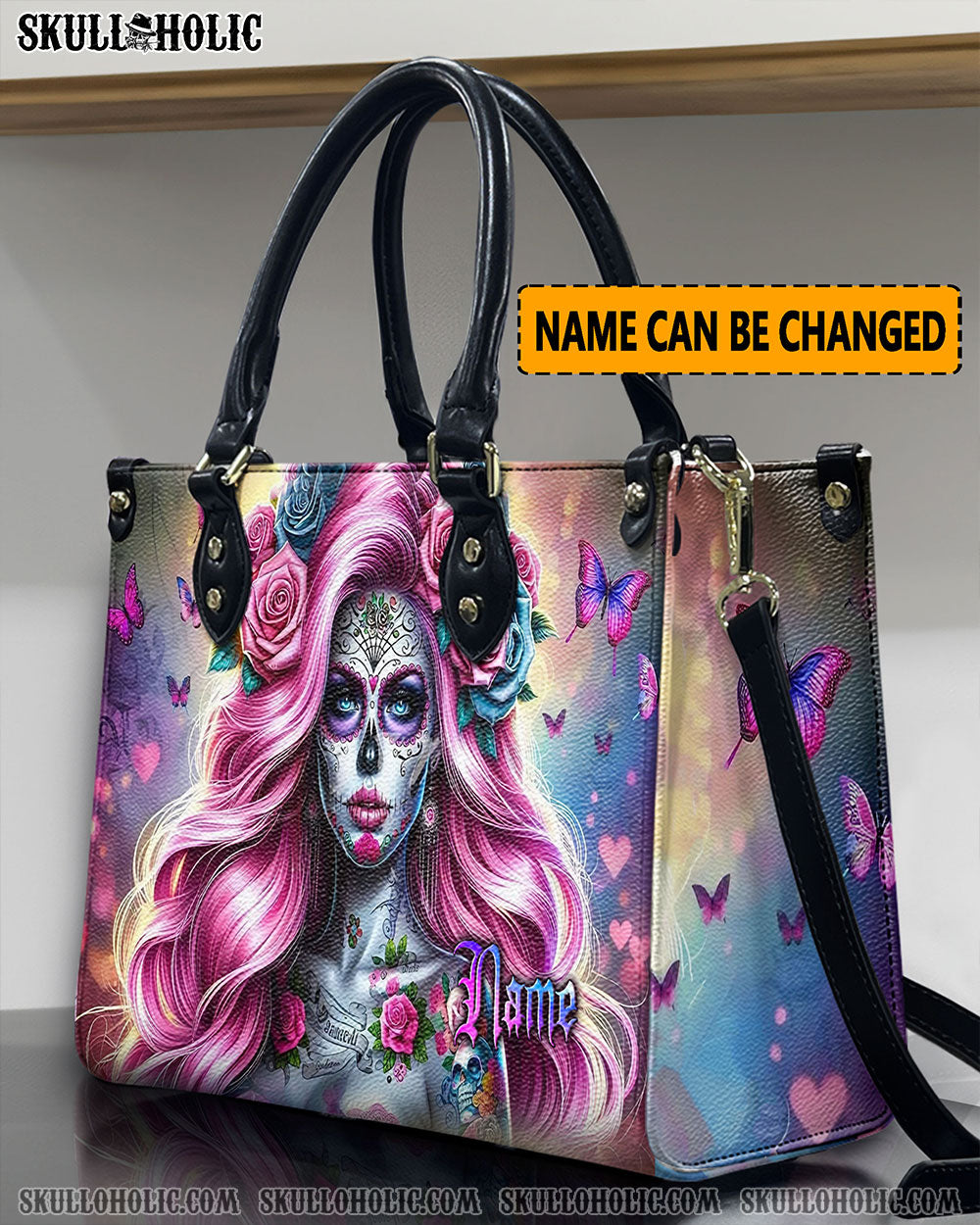 SUGAR SKULL WOMAN LEATHER HANDBAG - YHLN1411244