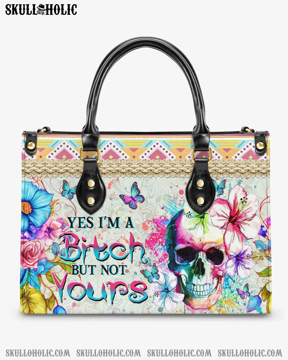 YES I'M A B BUT NOT YOURS LEATHER HANDBAG - YHHN2703243
