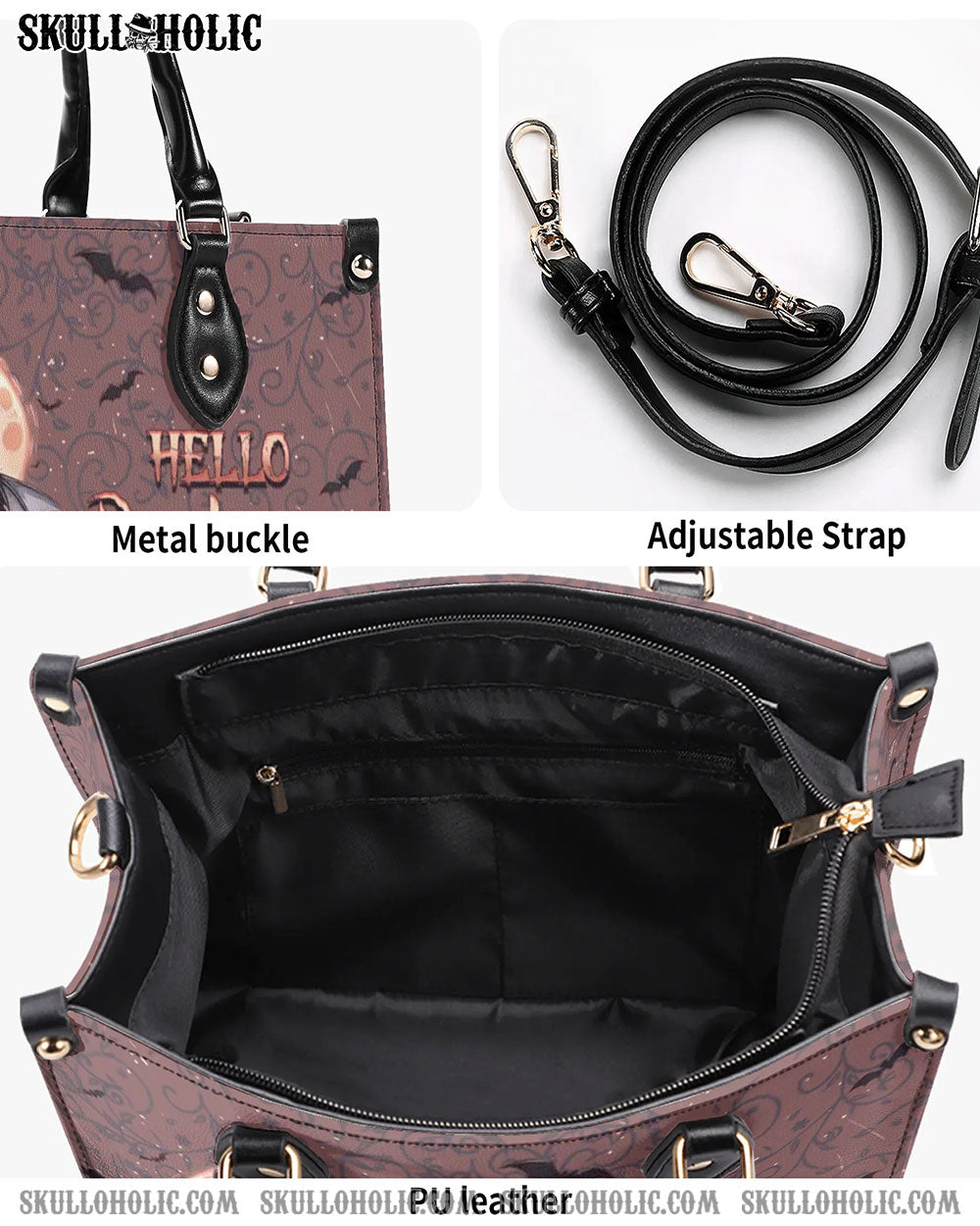 HELLO DARKNESS MY OLD FRIEND HALLOWEEN LEATHER HANDBAG - YHHN2608244