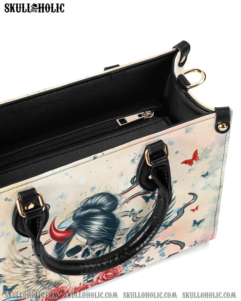 SKULL LADY EVIL LEATHER HANDBAG - YHHG1309244