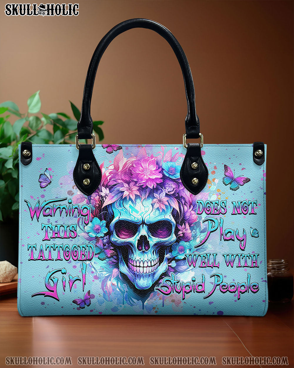 WARNING THIS TATTOOED GIRL LEATHER HANDBAG - YHHN2810244