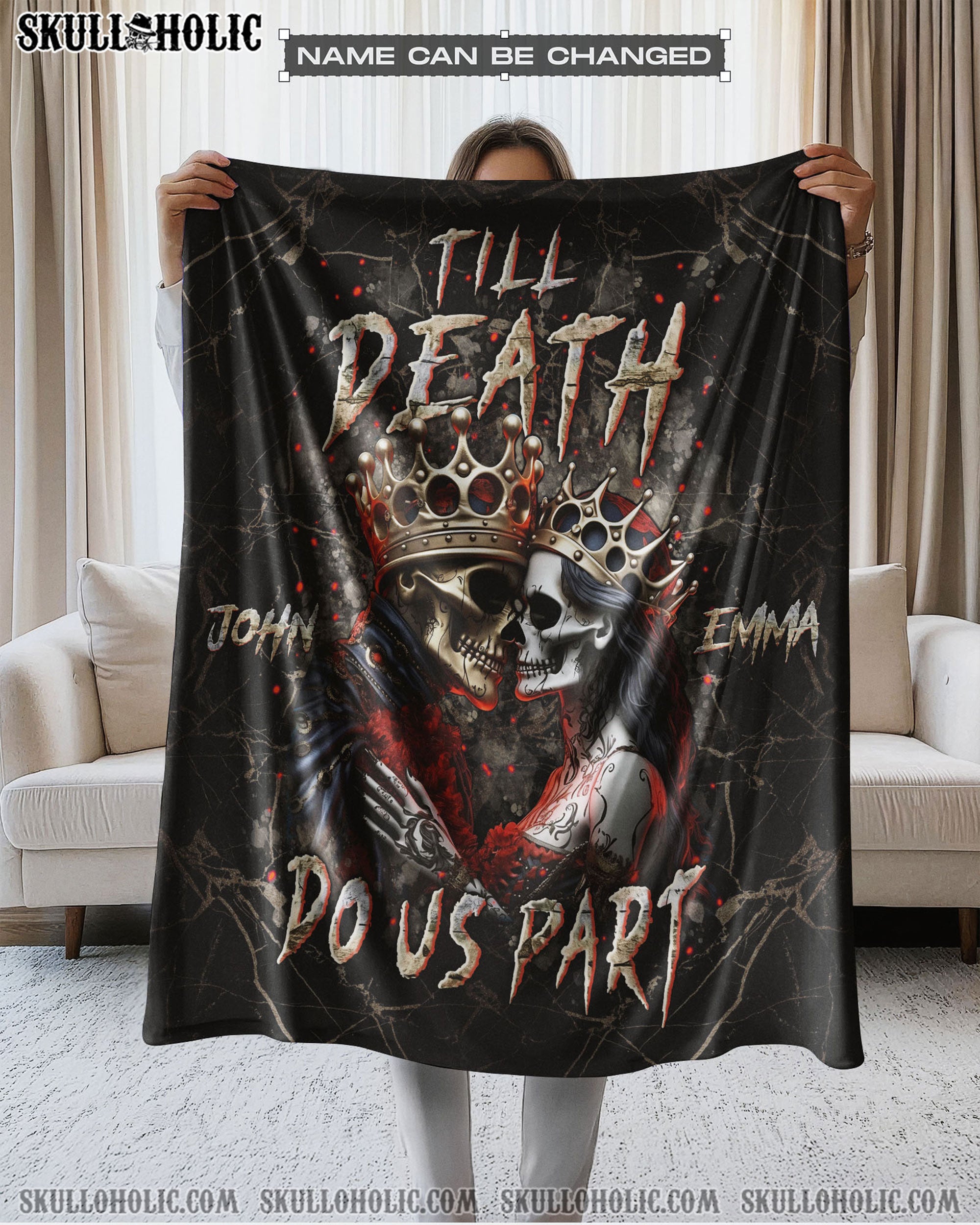 PERSONALIZED TILL DEATH DO US PART COUPLE FLEECE BLANKET - YHLN0404252