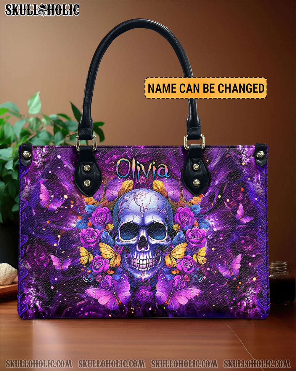 I AM A SWEET GIRL FLOWER SKULL LEATHER HANDBAG - YHLT2705242