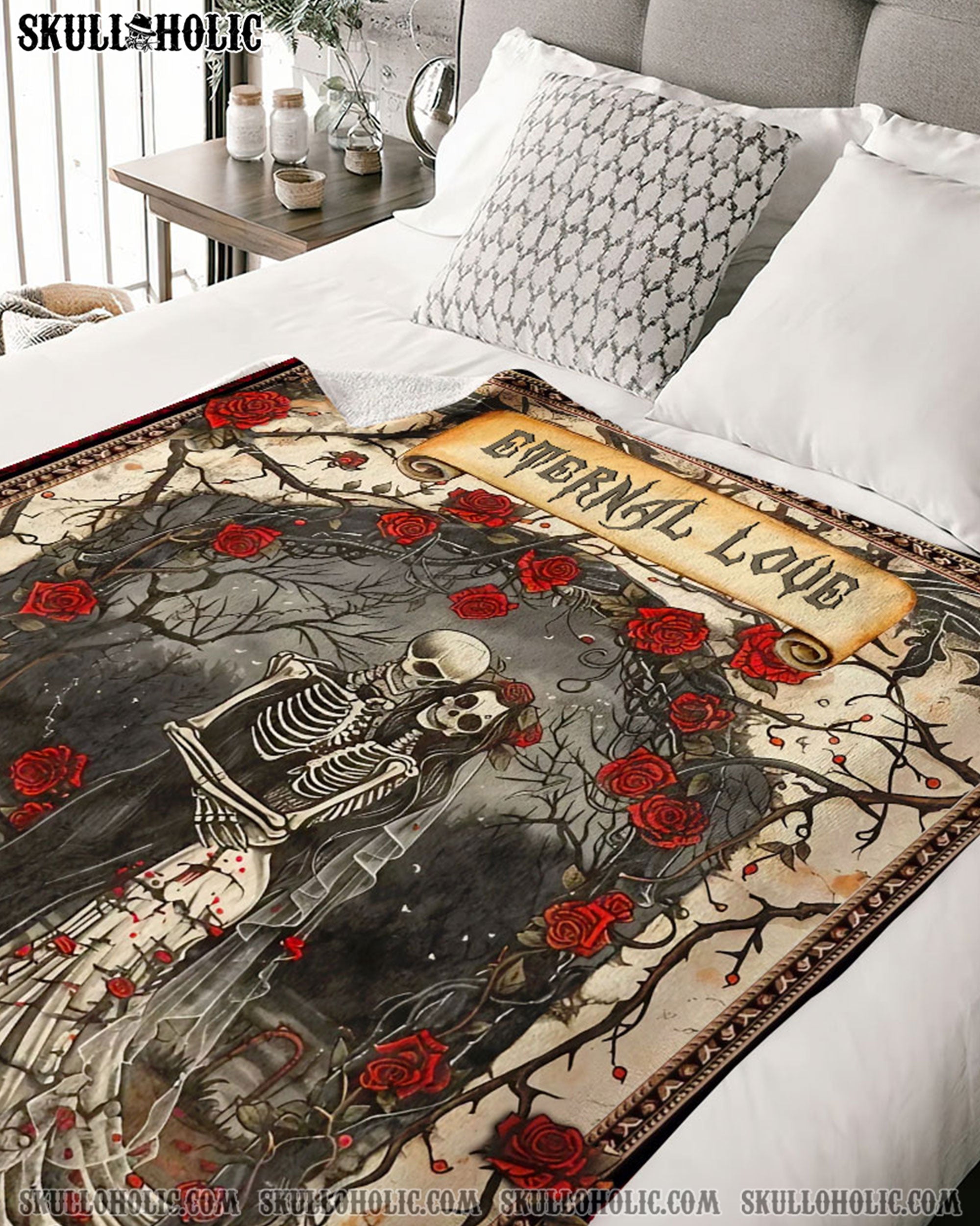 PERSONALIZED ETERNAL LOVE SKELETON COUPLE FLEECE BLANKET - YHLT0702254