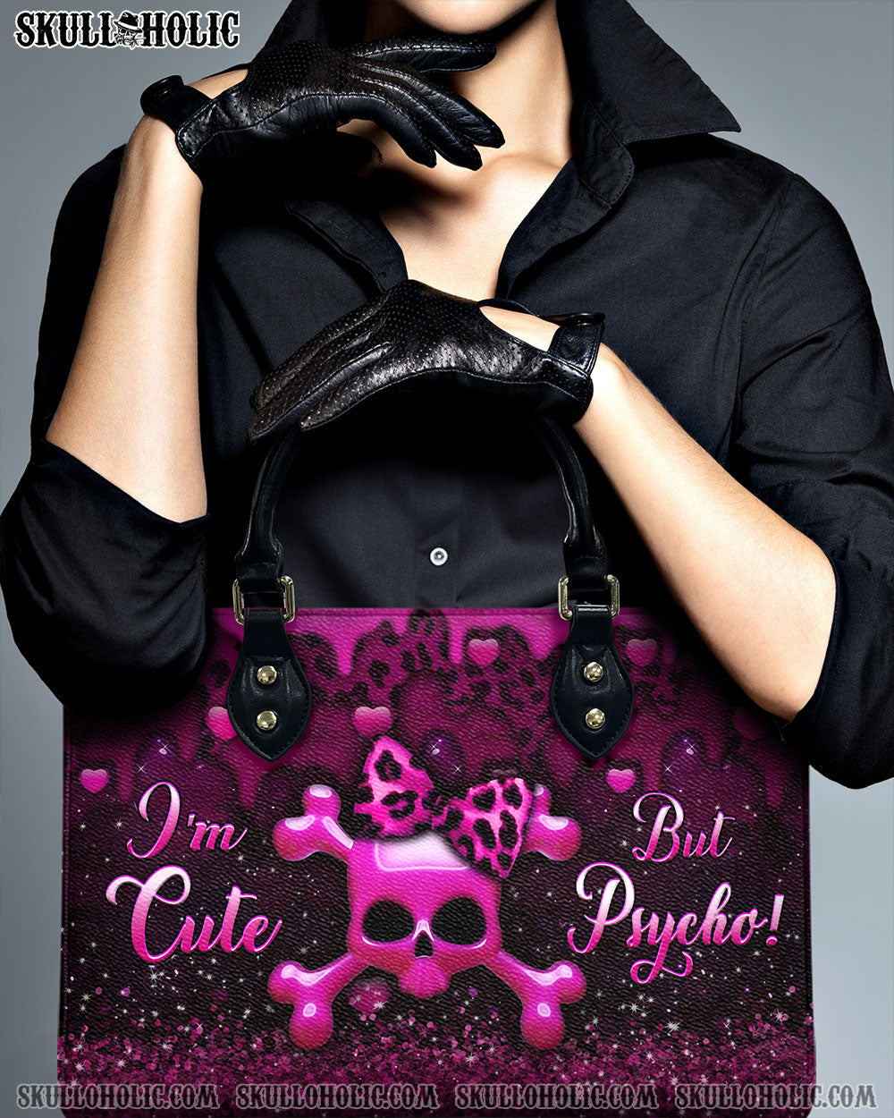 I'M CUTE BUT PSYCHO LEATHER HANDBAG - YHHG0908244