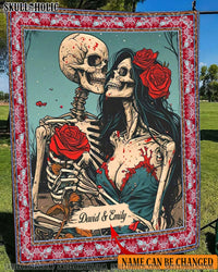 PERSONALIZED SKULL COUPLE FLEECE BLANKET - YHHN0503254